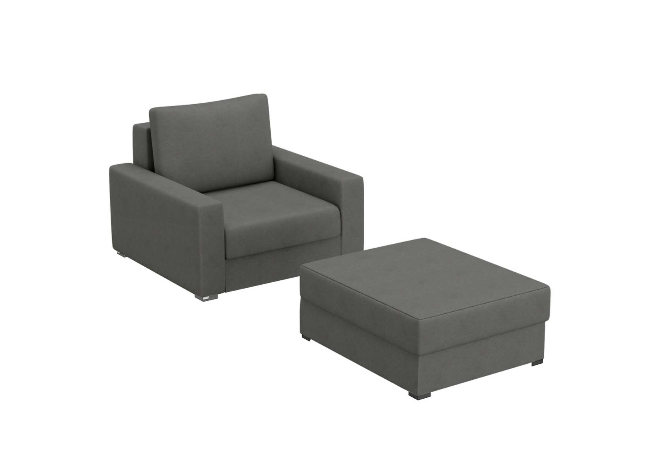 Grafitowy fotel rozkładany Arlo